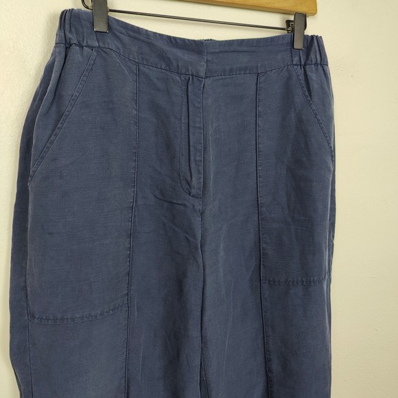 Kobi Halperin Linen Blend Pants Womens Medium Navy Blue Elastic Waist Tencel - Picture 3 of 10